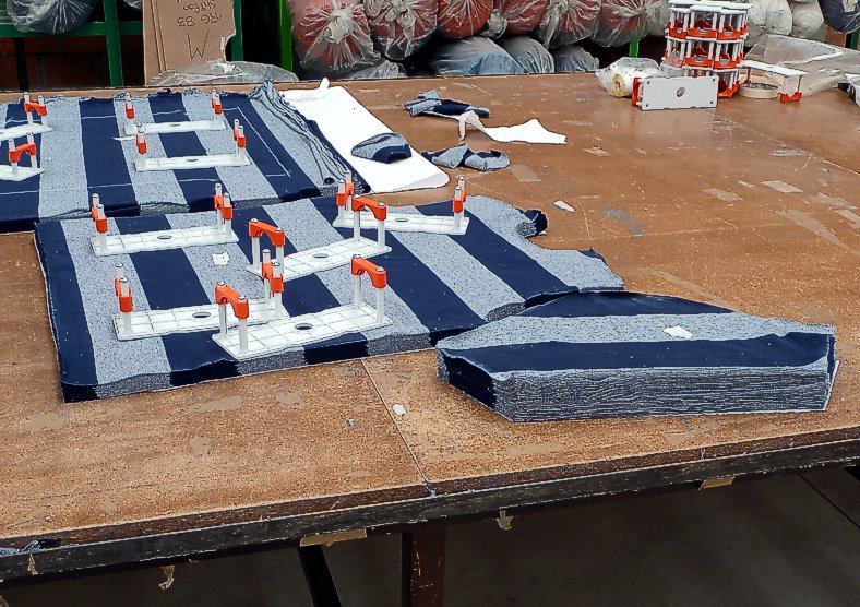 Pieces cut after spreading
