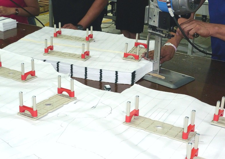 Pieces cut after spreading