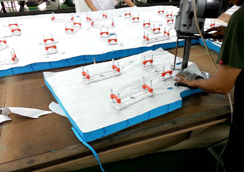 Pieces cut after spreading